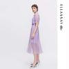 ELLASSAY Women's Wisteria Purple Wrinkled Mesh Shirtdress