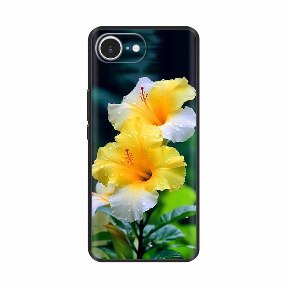 For iPhone 16E Case Fantasy Flower Black Phone Case For iPhone16E / iPhone SE 2025 Soft TPU Shockproof Back Cover Fundas Housing