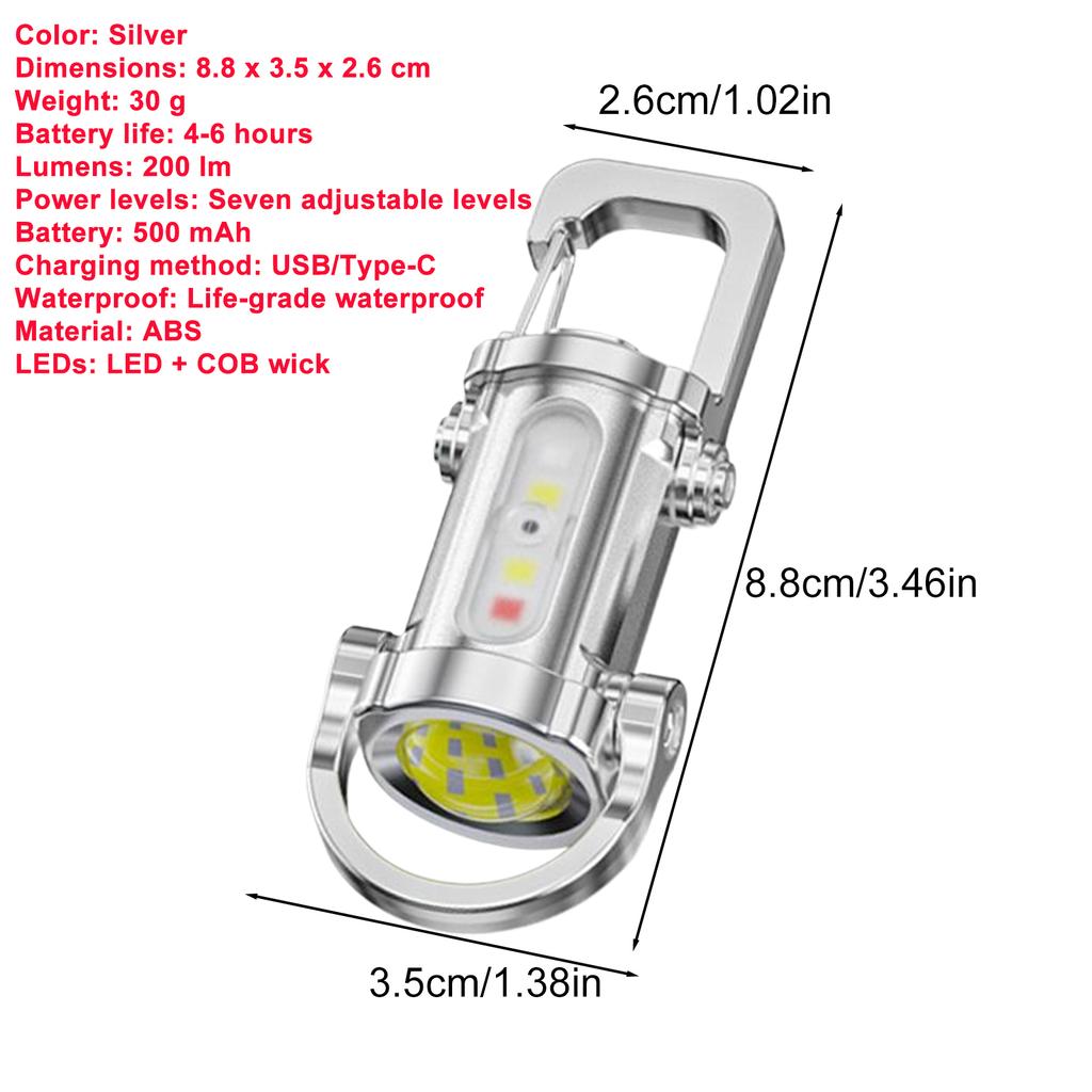 Mini USB Rechargeable LED Flashlight Keychain Portable Waterproof Camping Pocket Lamp Keyring Hanging Light Outdoor Gear