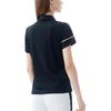 FILA Solid Color Logo Slim Fit Half Zip Short Sleeve Polo Shirt Women tops Black A11W225128FBK