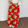 Women's Casual Christmas Print Elastic Waist Loose Fit With Plush Wide Leg Pants