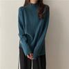 Half Turtleneck Knitted Sweater Loose Solid-color Sweater for Women Casual and Versatile Pullover for Autumn and Winter Outerwear