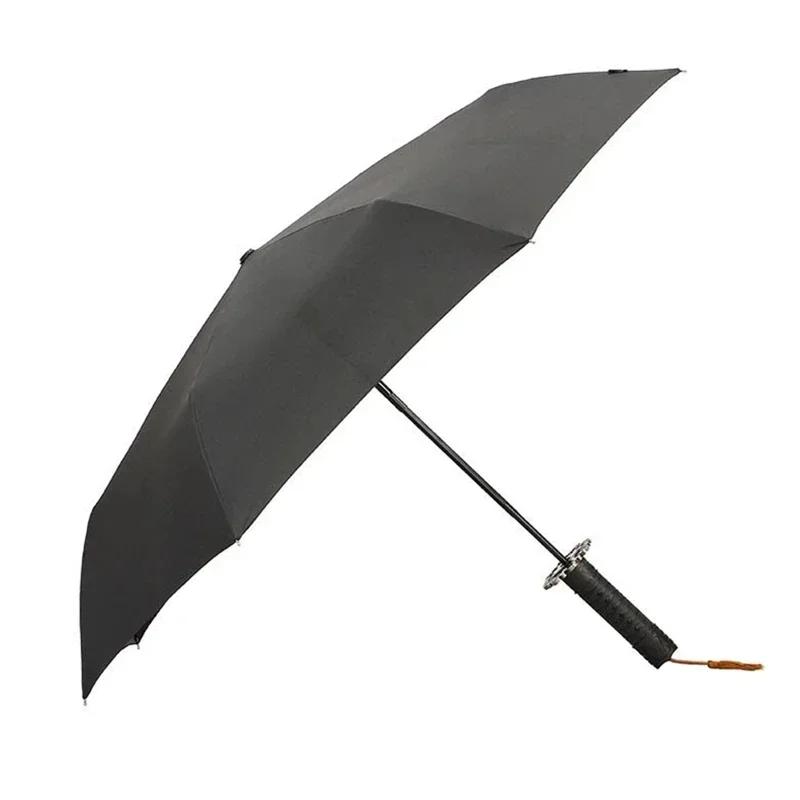 Fashion Samurai Katana Master Sword Umbrella Automatic 3 Fold Windproof Large Travel Sunscreen Parasol Japanese Men Women Gift