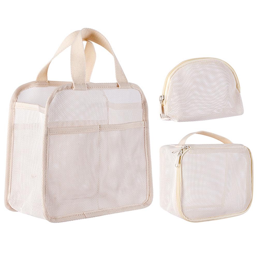 

ПВХ Дорожная сумка для хранения Прозрачная 3 шт. Сумка-органайзер для путешествий Дышащая Портативная сетчатая сумка Ванная комната Душ Дорожная сумка бежевый