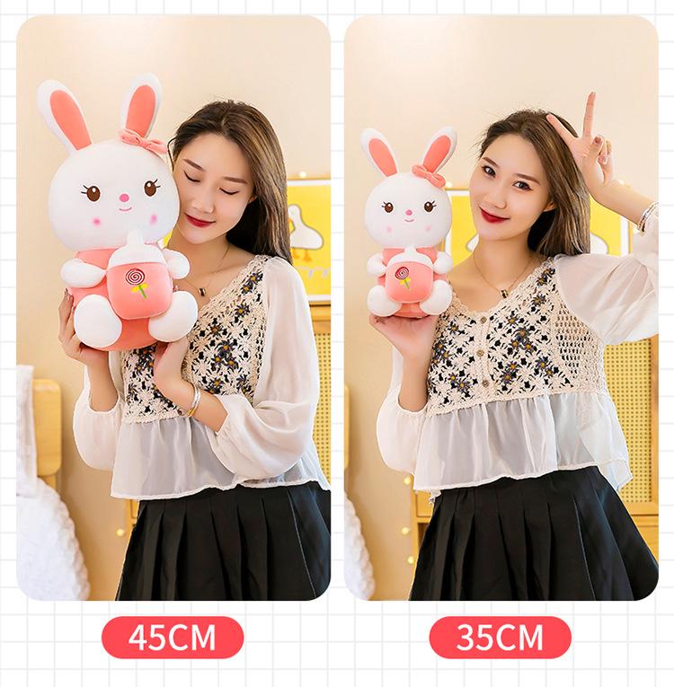 Adorable White Bunny Plush Pillow - Cute Rabbit Doll for Kids' Birthday Gift