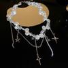 Cold metal wind, pentagram, diamond-encrusted pearl necklace, personalized stacking, high-grade collarbone chain necklace