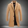 Mens Long Woolen Trench Coat Large Size Single Color Woolen Coat