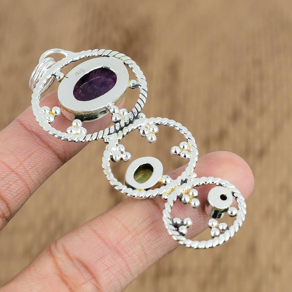 Mothers Day Deal Sterling Silver Star Amethyst Stone Peridot New Pendant Jewelry