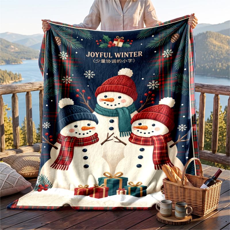 Christmas Flannel Throw Blanket Soft Warm Cozy For Sofa Bed Indoor Home Use Great Holiday Gift