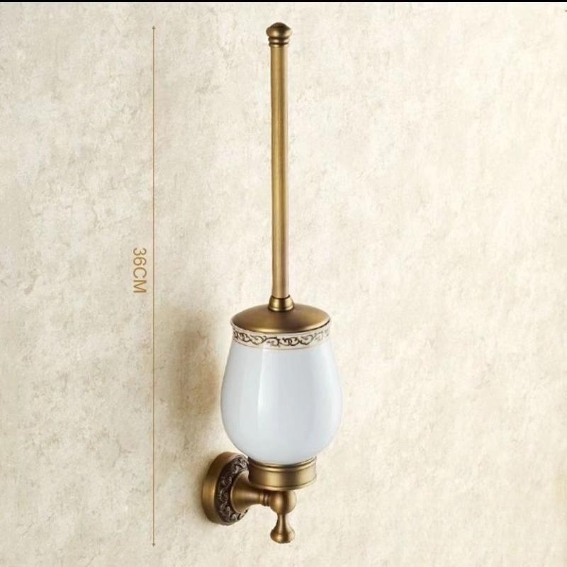 Solid Brass Carved Bathroom Wall Storage Towel Rack, European Antique Bath Towel Holder, Bathroom Hardware Accessory Set
