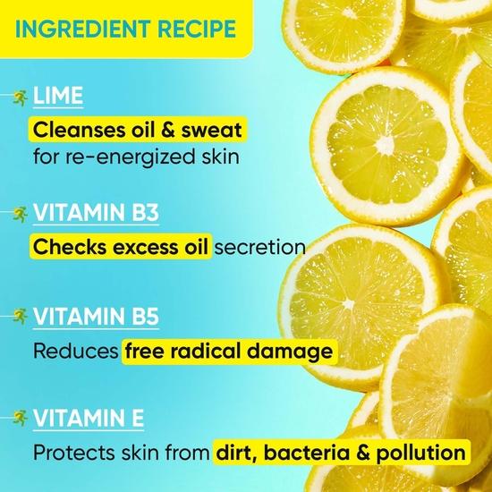 DOT & KEY Lime Rush Sports Face Wash Deep Cleans Oil, Sweat & Dirt For Refreshingly Clean & Oil Free Skin For All Skin Types Sulphate Free, 100Ml