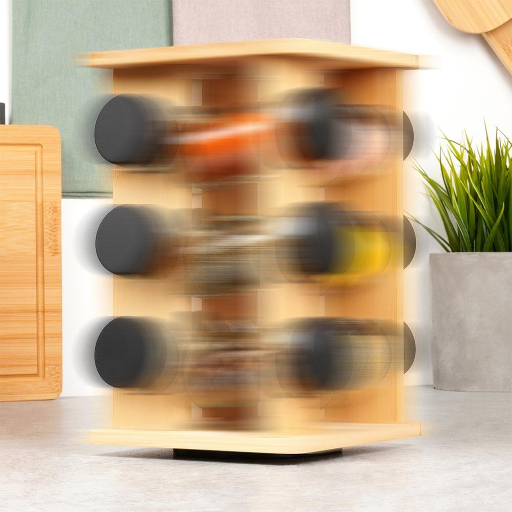 Rotating Spice Rack Containers Spice Rack Kitchen Shelf Bamboo