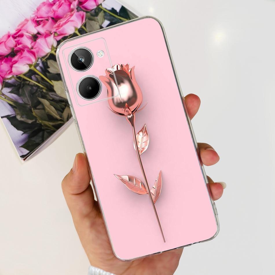 Cute Flower Cat Painted Case For Realme 10 / Realme 10 Pro / Realme 10 Pro+ Soft Silicone TPU Cover For Realme10 4G 10Pro Plus
