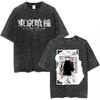 Anime Tokyo Ghoul Kaneki Ken Vintage Washed T Shirt Men Women Clothing Fashion T-shirt High Quality Cotton Short Sleeve T-shirts