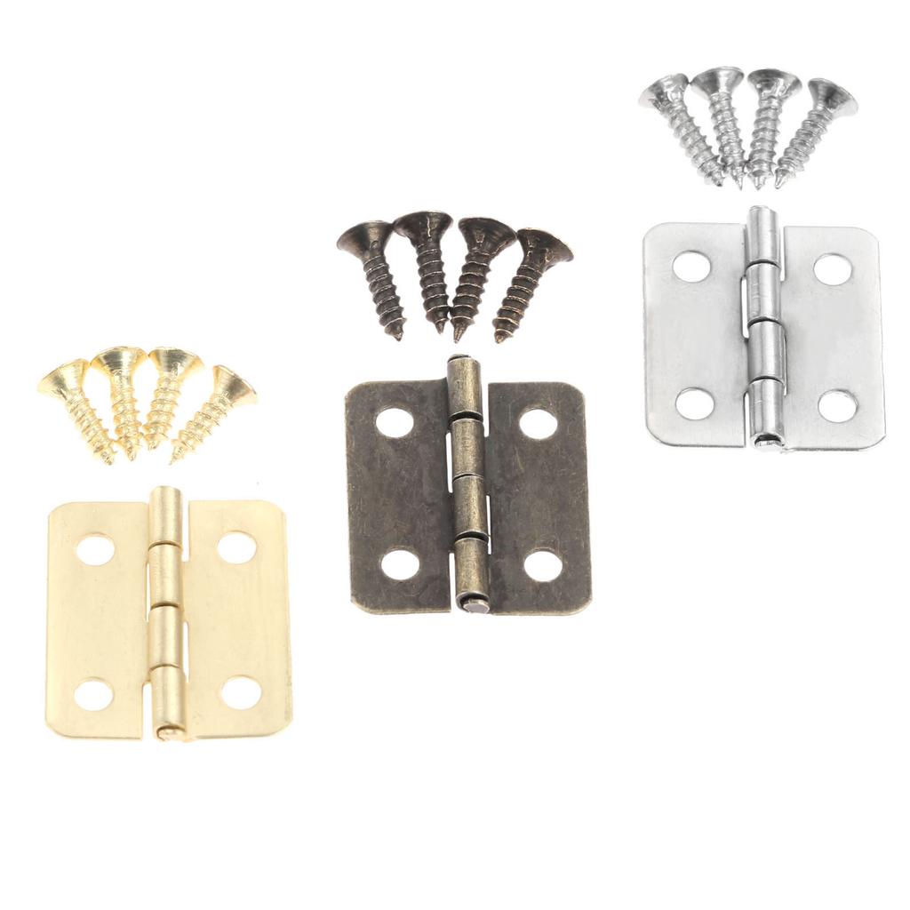 10sets Hinges W/screw Fillet Silver/Antique bronze/Gold 4 Holes 18*16mm Decor Cabinet Wooden Box Jewelry Wine Gift Case Vintage