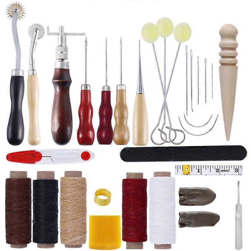 Leather Craft Tools Kit - Hand Sewing Stitching Punch Carving Work