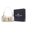 Coach Ashton 25 Removable Shoulder Strap Top Zip Closure Handheld Crossbody Bag Patent Leather Medium Women handbags Gold Pearl-White CV943-IMPRL