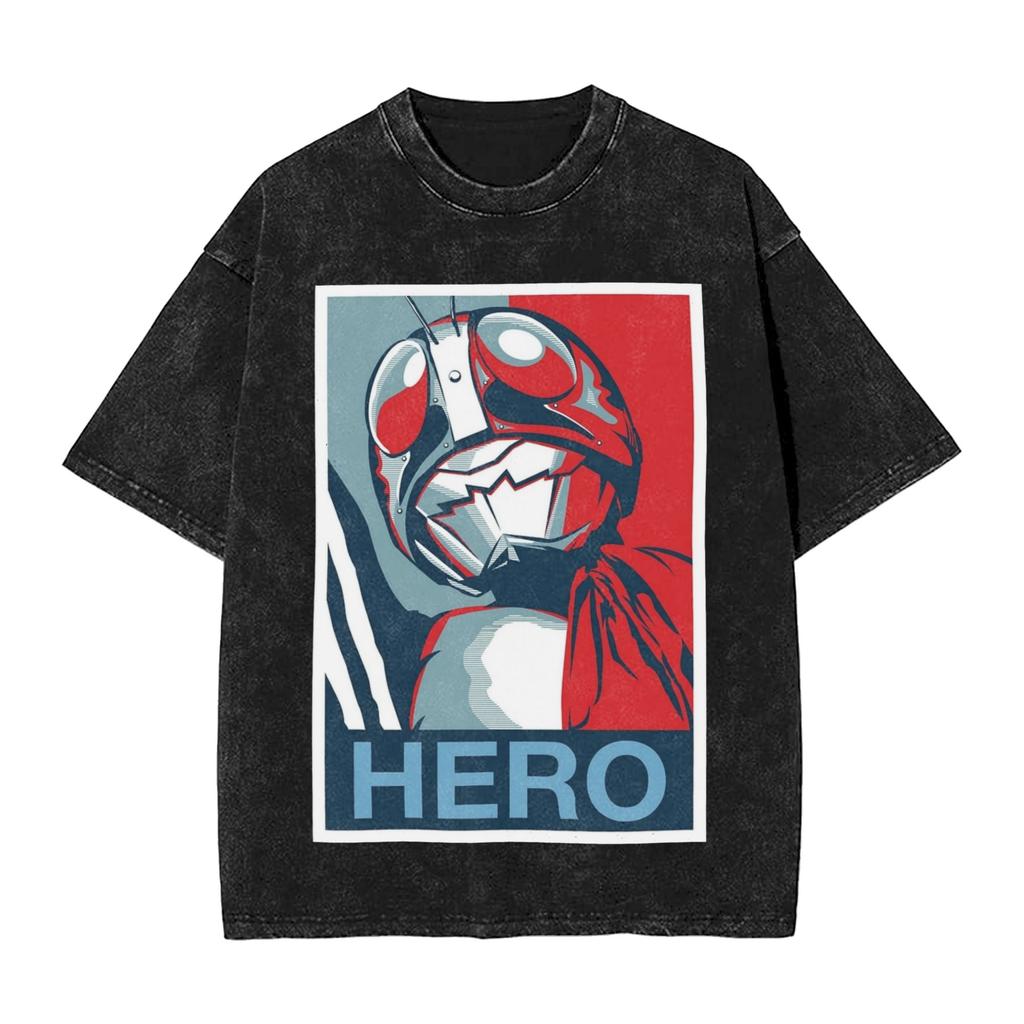 Kamen Rider Comic Cover Washed T Shirts Streetwear Hip Hop Vintage TShirt  Tee Shirt for Men Women 100 Cotton Street Graphic
