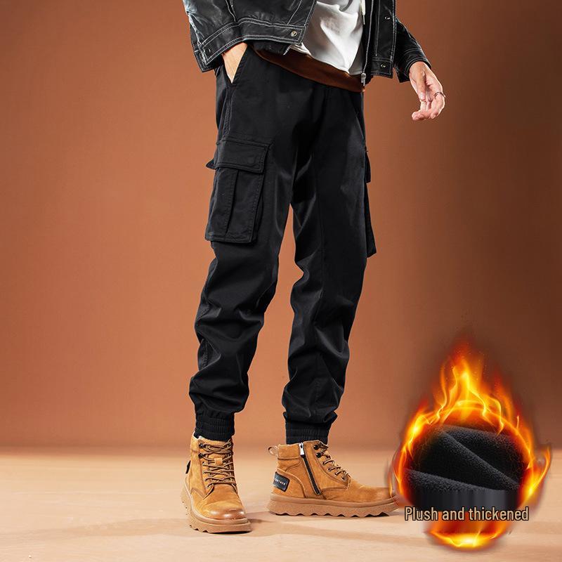2025 Men's Trendy Fleece-Lined Cargo Joggers - Multi-Pocket Handsome Casual Pants