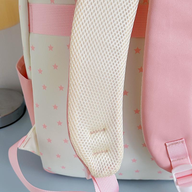 Student Schoolbag Women's Large Capacity Star Printed Backpack Colorblock Travel Backpack