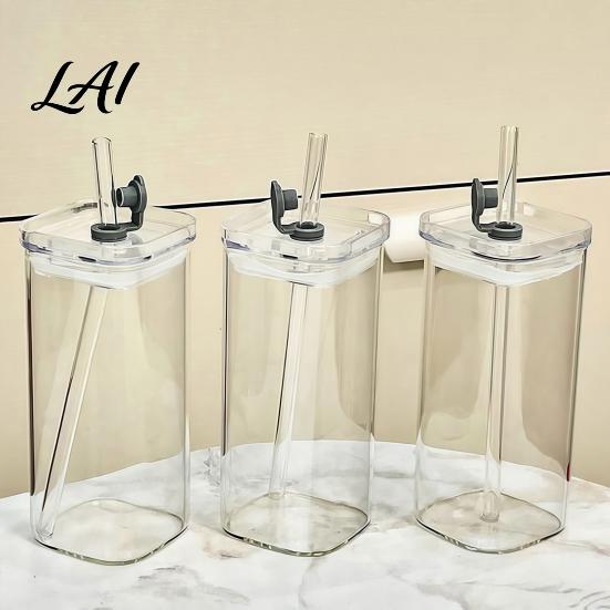 Elegant Glassware for Wedding Gifts Glass Cup with Lid And Straw Square Clear Borosilicate Heat Resistant Kitchen Tumbler Portable Drinking