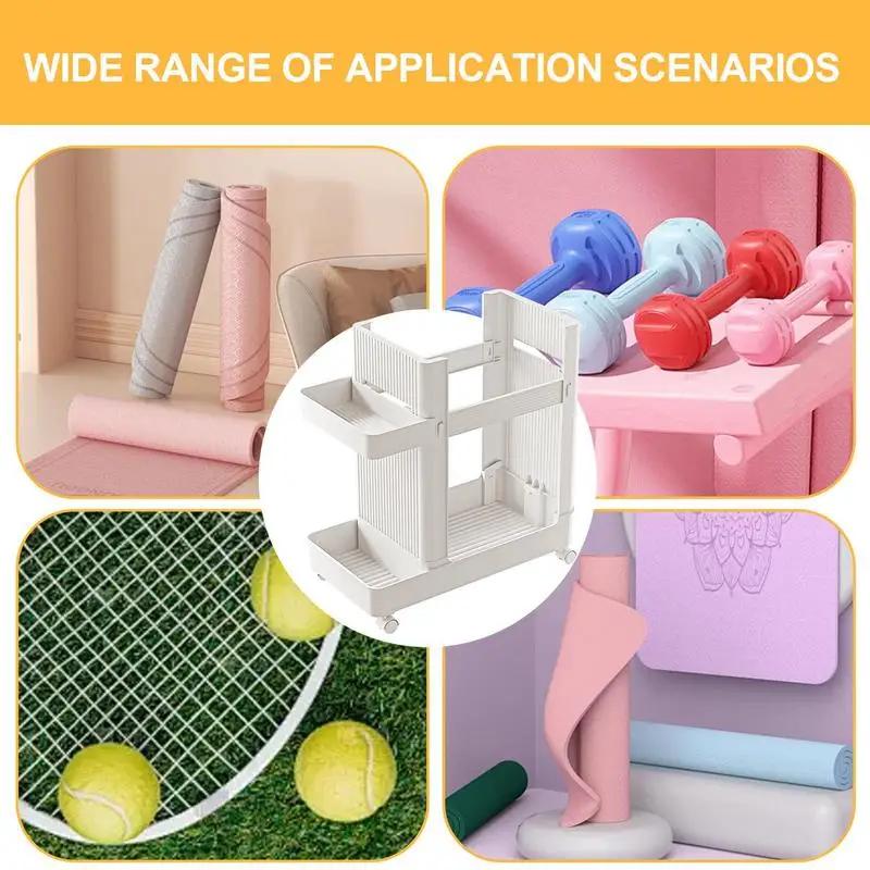 Gym Equipment Organizer Trolley Gym Equipment Holder Sports Equipment Storage Rack with Bottom Universal Wheel  Kettlebells