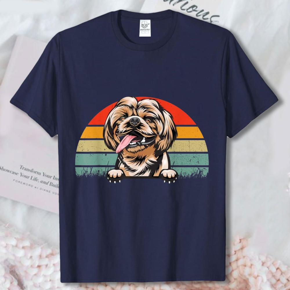 Tzu Dog Funny Retro Vintage Style Tee Fashion Unisex Cotton Tshirt Unisex Unisex Shortsleeve Tees Dog Lover Printing Tshirt