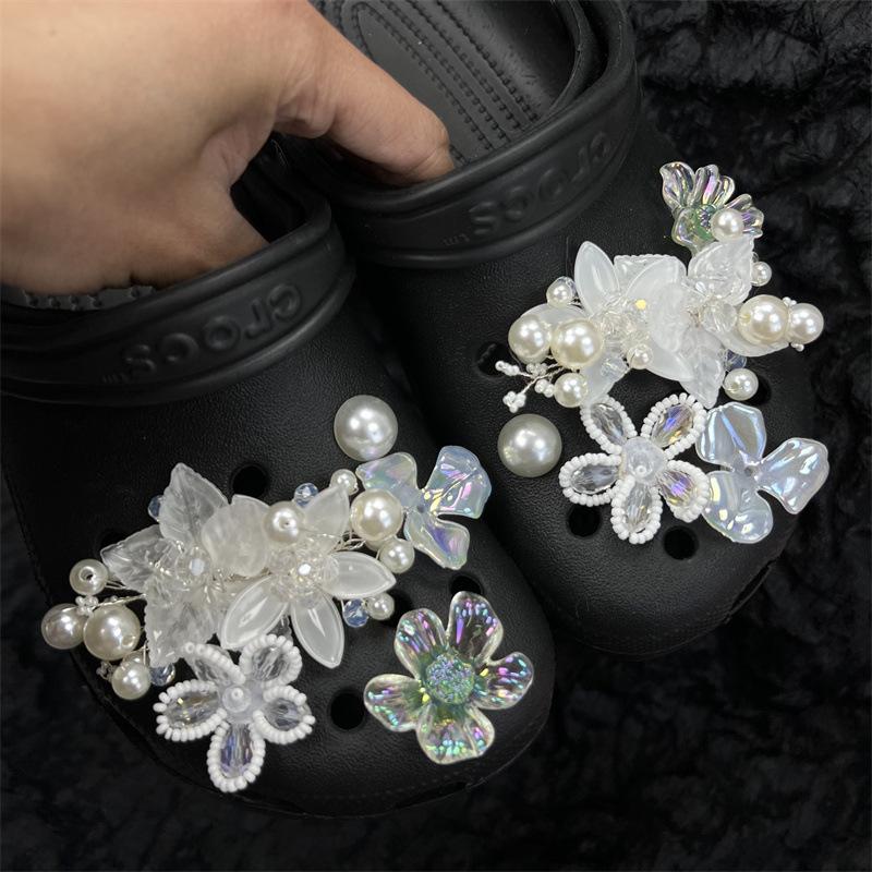 Cave Shoe Accessories, DIY Shoe Buckles, Shoe Flowers, Pearl Rhinestones, Silver Decorations, Shoe Accessories, Women, Shoe Accessories