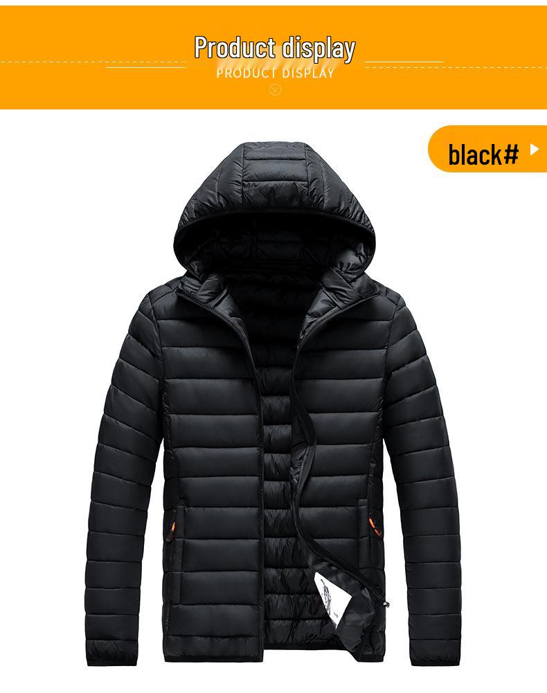 Men's Plus Size Multicolor Lightweight Cotton-Padded Winter Jacket with Detachable Hood