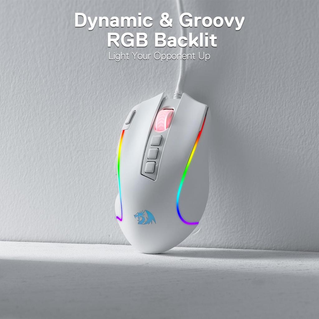 Redragon M612 Predator RGB Gaming Mouse 8000 DPI Wired Optical Mouse with 11 Programmable Buttons and 5 Backlight Modes Software DIY Keybind Rapid