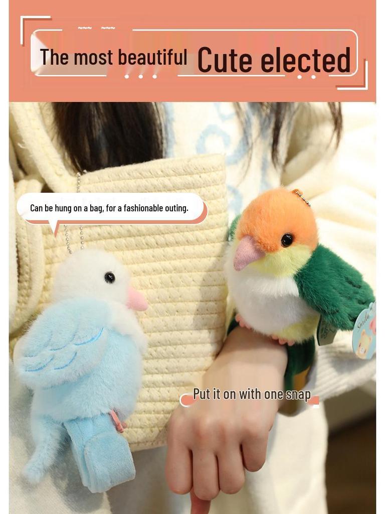 Popular Plush Parrot Bird Slap Bracelet & Pendant Doll
