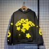 Sp5der 555555 Hoodie Sweatpants Set Rhinestone Spider Web Letter Print Casual Streetwear Youth