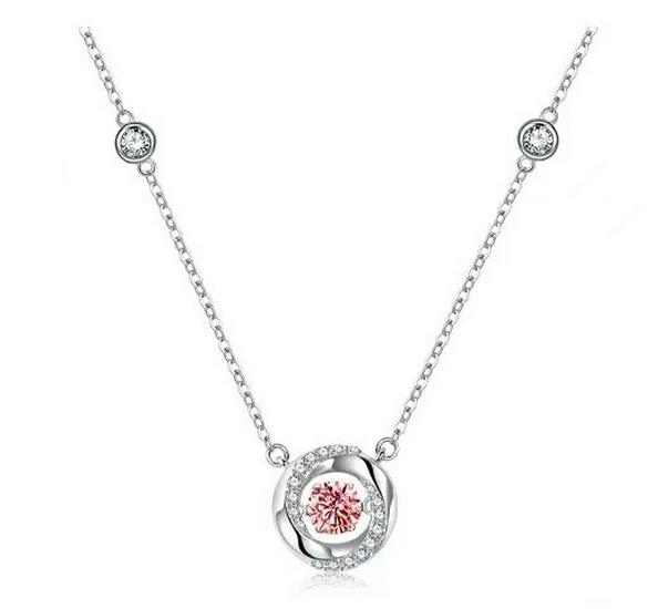 

Nickel Silver-Plated Gold Möbius Heartbeat Necklace for Women - Chic Niche Design Clavicle Chain алмаз/червоний