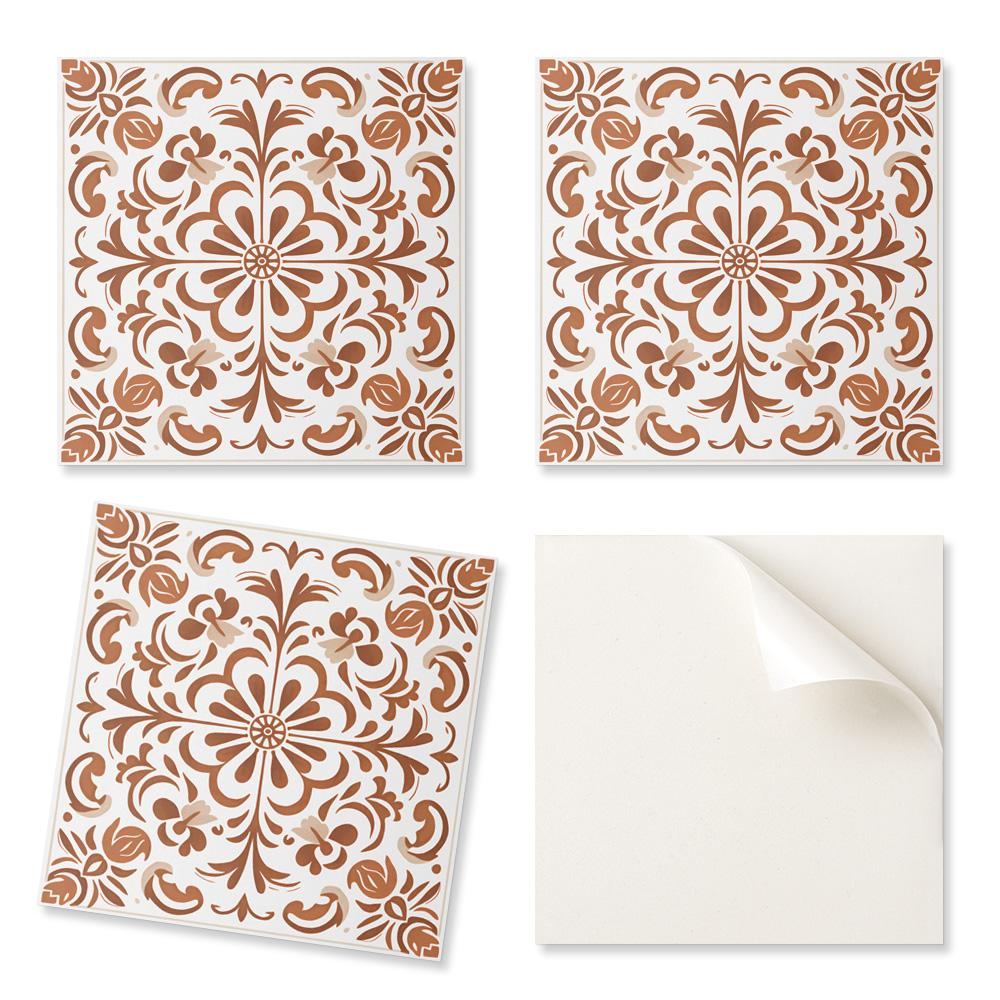 Printed Vinyl Tiles - Bedroom Decoration Ornamental Floral Pattern 9x30x30 Cm