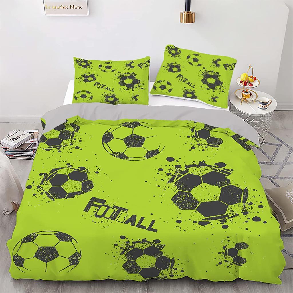 Zestaw pościeli piłkarskiej 3D Sportowa poszwa na kołdrę Poszewka na poduszkę 2 lub 3 sztuki AU140 * 210 Dekoracja pokoju chłopięcego