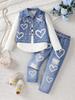 2025 Girls' Denim Vest & Pants Autumn Set