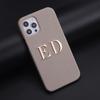 Custom Name Letter Gold Metal Genuine Leather Phone Cas for16 11 12 13 14 15Pro Max 16 15Plus XS XR Personalization Cover Luxury