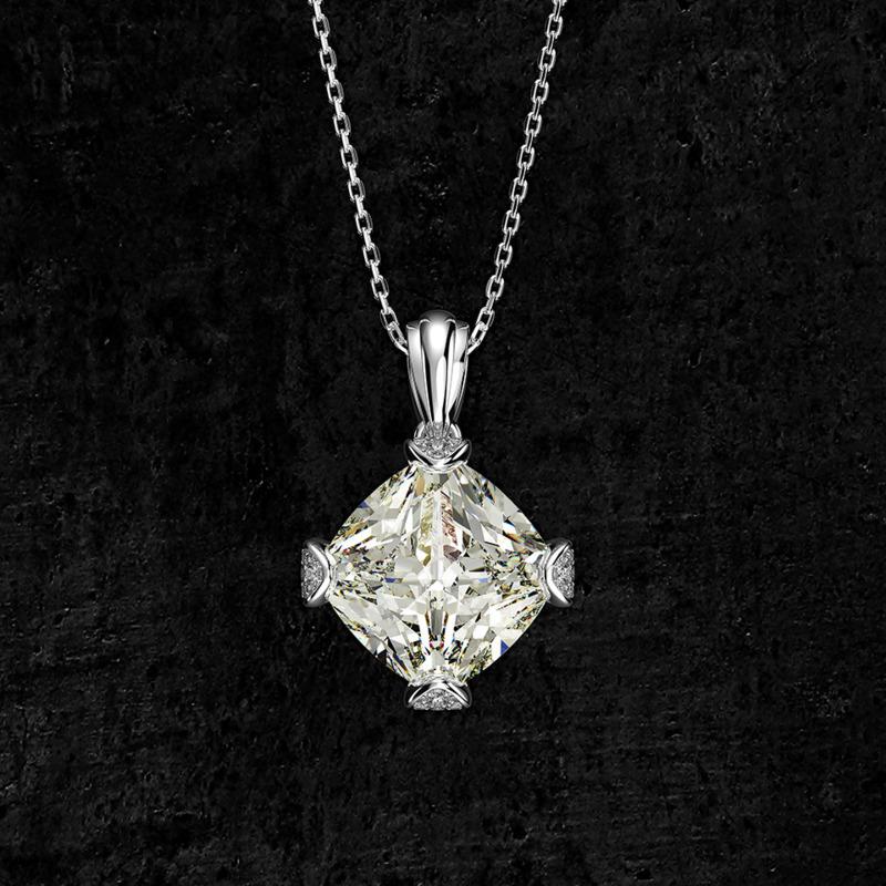 Gica Gema High Carbon Diamond Necklaces 925 Sterling Silver 11*11mm Pendant Unique Design Romantic Fine Jewelry Wedding Party Gifts New Trend