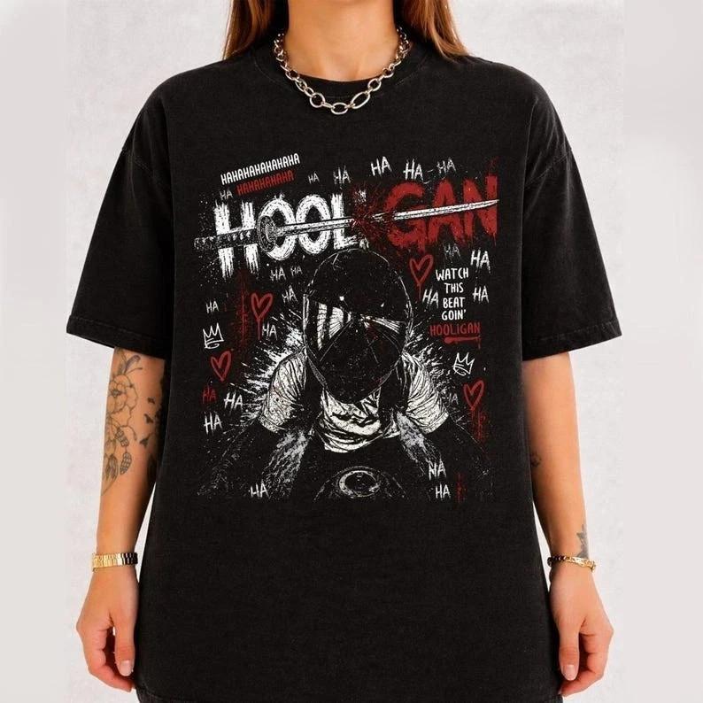 Hooligan Biker Graphic T Shirt Vintage Motorcycle Rider Tee Retro Streetwear XL