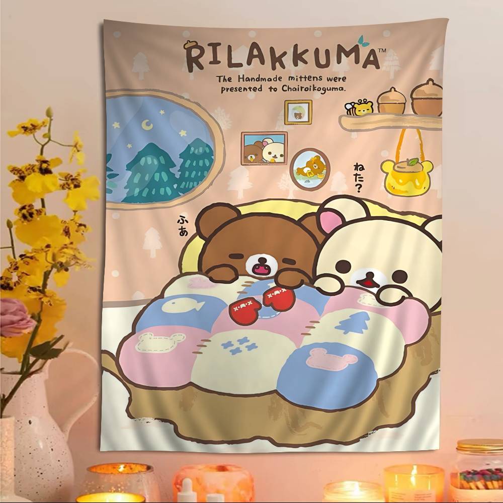 Cute Bear RRilakkumas Cartoon Tapestry Art Science Fiction Room Home Decor Art Home Decor