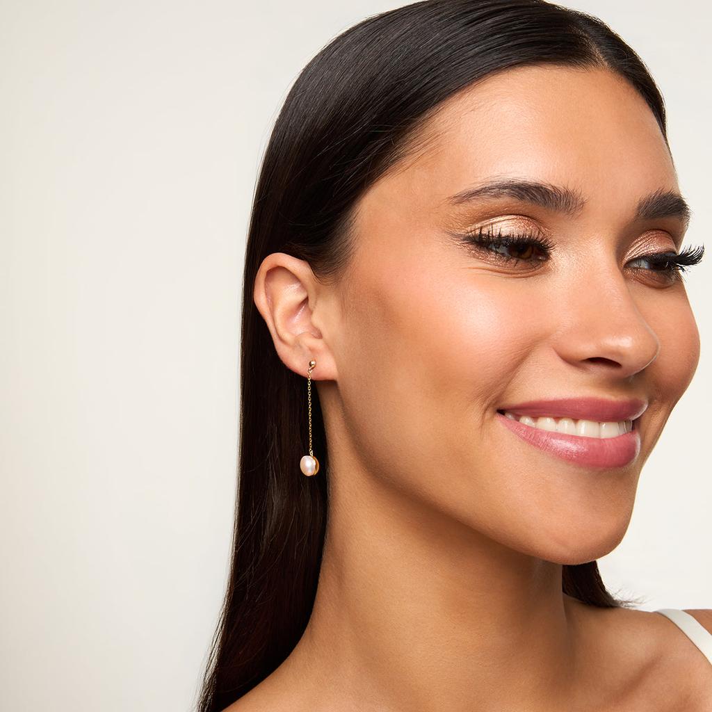 Gold-Plated Silver Hanging Earrings with Pearls 925 Ksn55805Y
