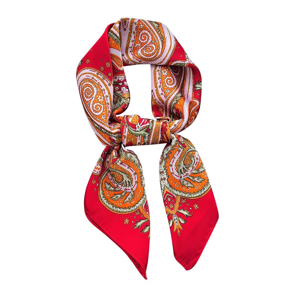 Summer Retro Cashew Nut Versatile Silk Scarf Headband Thin Scarf Decorative Binding Bag Premium Foreign Style Square Scarf