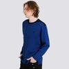 CUSTOMUS Contrast Shoulder Yarn-Dyed Stripe Long Sleeve Round Neck T-Shirt Cxs25Fkrt802 Blu
