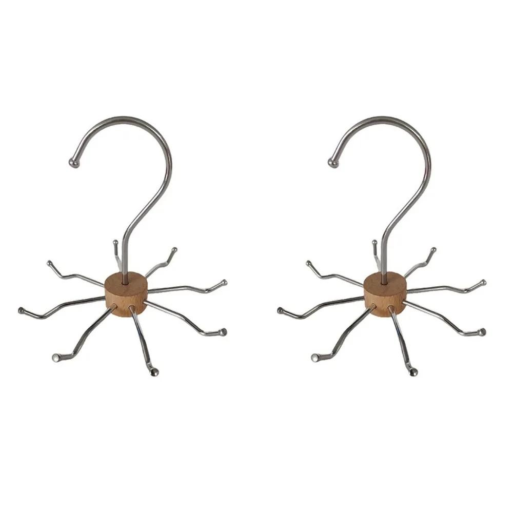 2 шт Многофункциональные крючки из углеродистой стали с 8 зажимами вращающиеся на 360 для подвешивания ремней вместительные и компактные для шарфов и брюк 1890₽