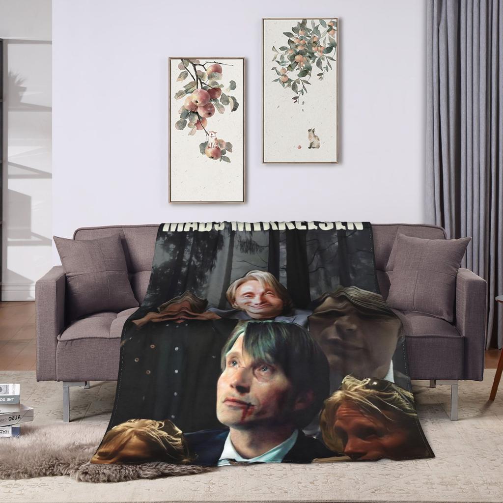 Mads Mikkelsen Blankets  Camping Flannel Bedding Throws For Couch Chair Warm Soft Design Quality Bedspread Gift Idea