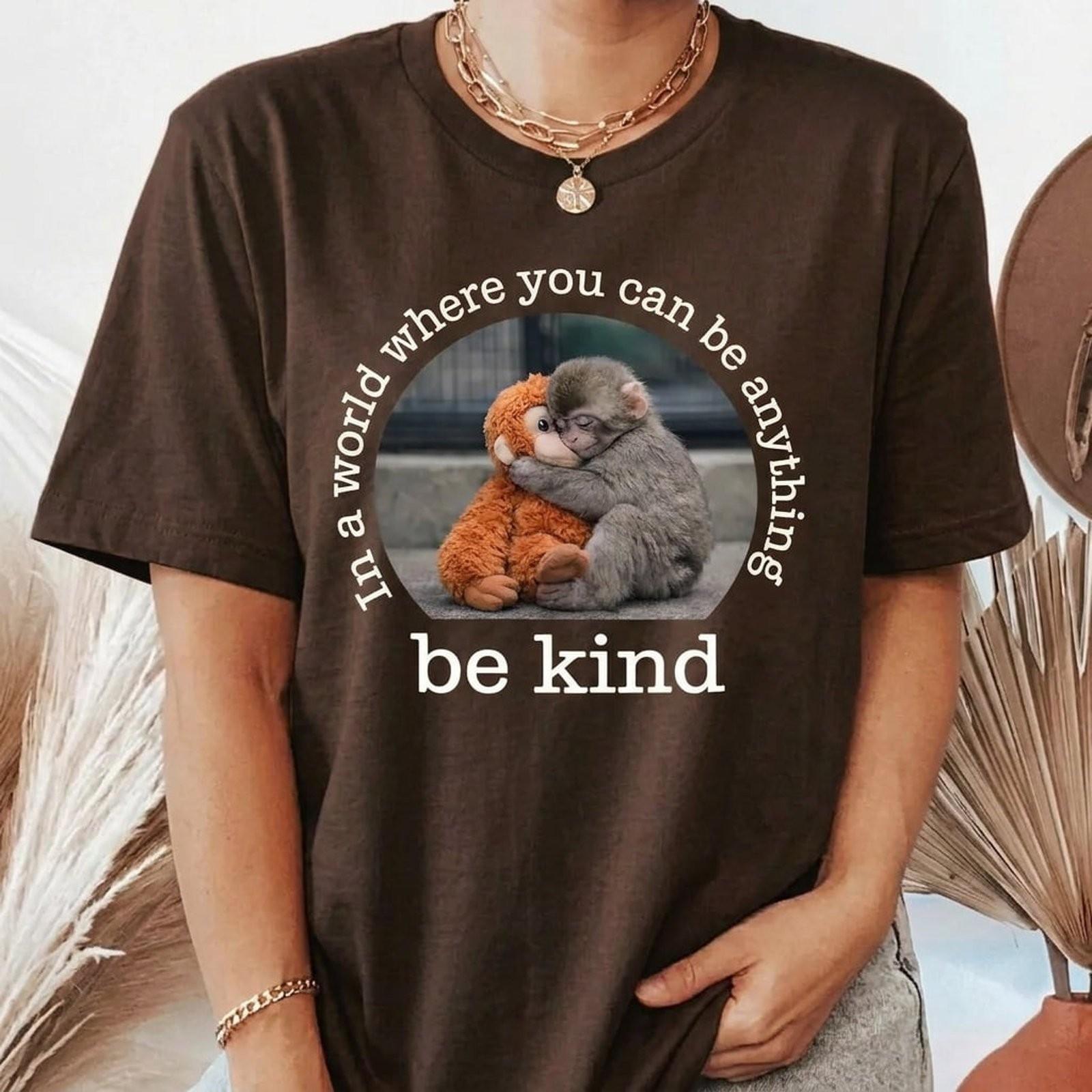 Punch Monkey Graphic Tee Funny Animal Lover Gift Wildlife Rescue T-Shirt S