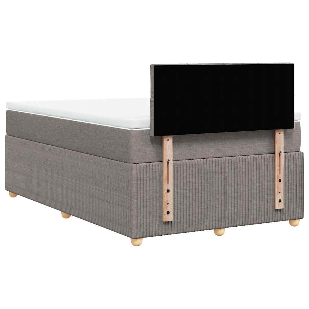 Vidaxl Łóżko Kontynentalne Z Materacem, Taupe, 120X190 Cm, Tkanina