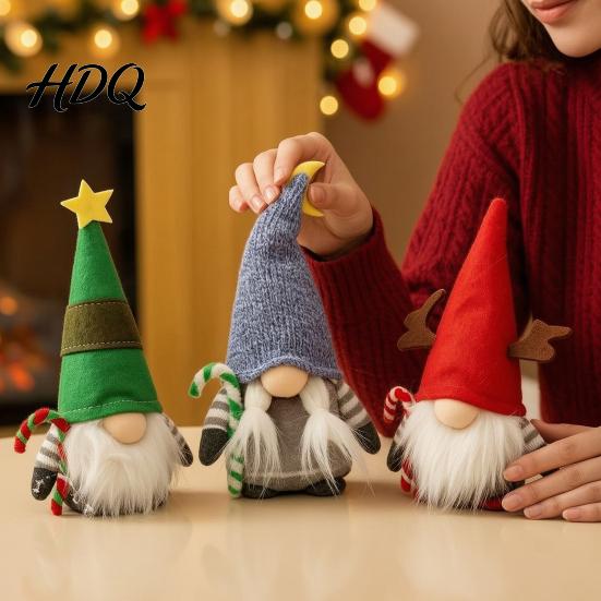 Nordic Style Holiday Decor Plush Christmas Gnome Scandinavian Dwarf Doll Ornament Swedish Tomte Farmhouse Handmade Fabric Dolls Tiered Tray