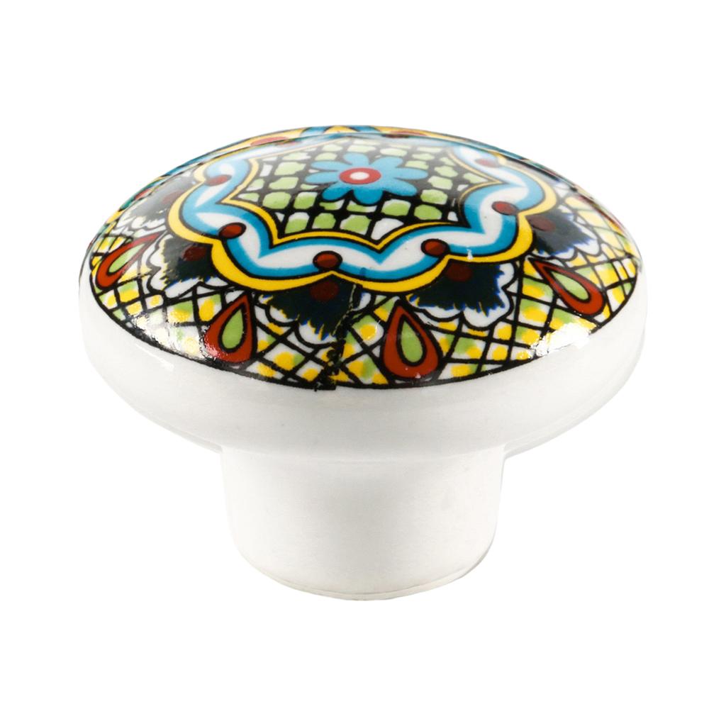 Boho Style Ceramic Cabinet Knobs Hand Painted Multicolor Pattern Cabinet Knobs for Cabinets Cupboard Kitchen