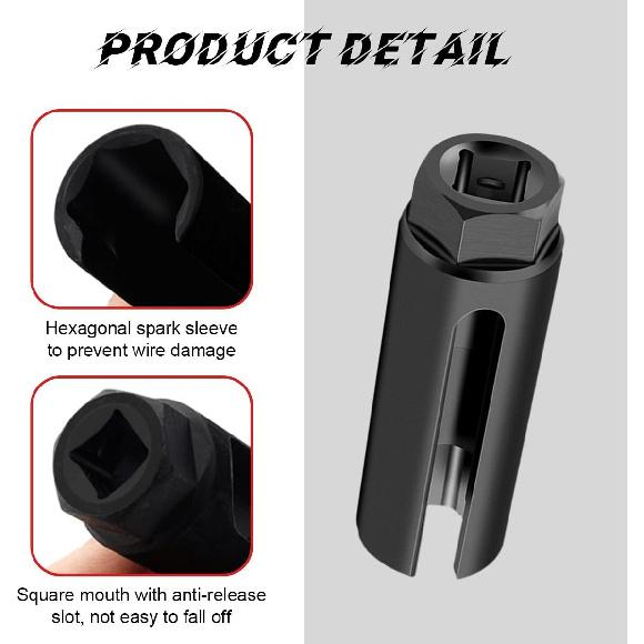 Oxygen Sensor Socket With Side Wire Cutout, 1/2" Drive By 7/8" 6-Point O2 Sensor Fit All Vehicles O2 Removal And Tallation, Offset Oxygen Sensor